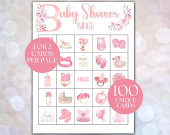 Baby Girl Bingo, Baby Girl Bingo Spielkarten, Babyparty Bingo, Babyparty, Babyparty Aktivität, Babyparty Loteria, Es ist ein Mädchen Bingo