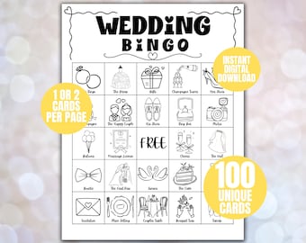 Bridal Shower Bingo Cards, Bridal Bingo Game, Hen Party, Wedding Shower Bingo, Bachelorette Party Bingo, Printable Bridal Shower Games