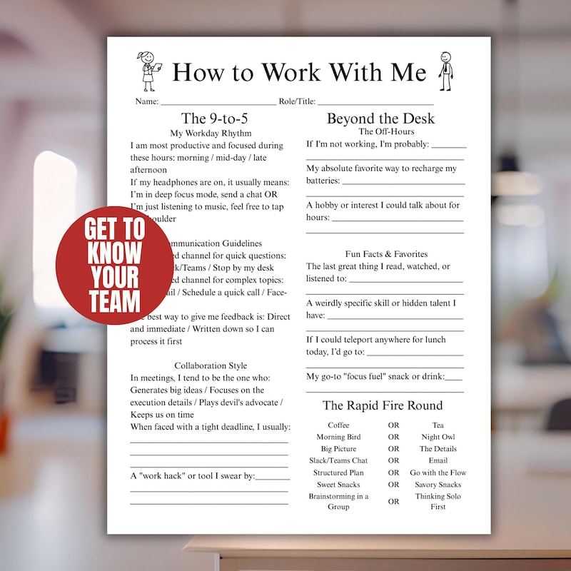 Team Building Get to Know Me Questionnaire Printable - Etsy