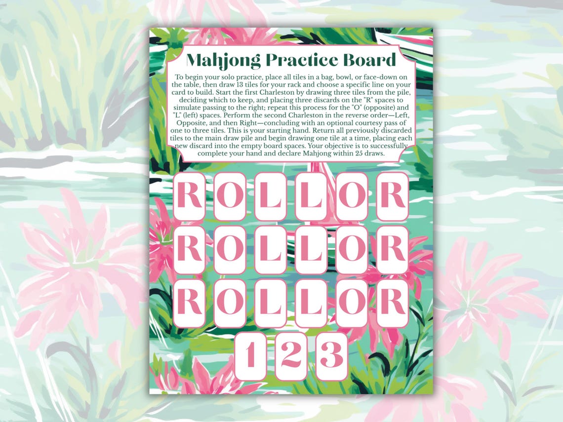 Mahjong Practice Board Printable, Solo Mahjong Practice Board Digital ...