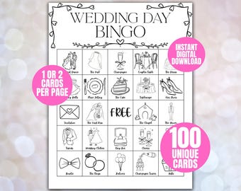 Bridal Shower Bingo Cards, Bridal Bingo Game, Hen Party, Wedding Shower Bingo, Bachelorette Party Bingo, Printable Bridal Shower Games