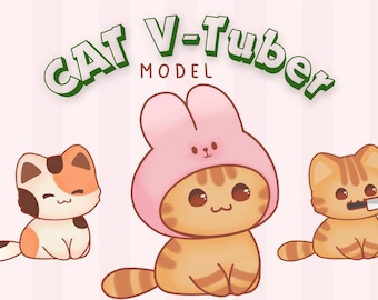 Custom Cat Vtuber Model, Cat Live2D Model Avatar, vtubers pet cat model, black cat vtuber model, ready to use vtuber model, void cat
