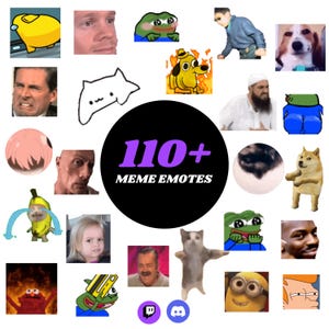 110+ Meme Emote For Twitch And Discord, Meme Pack Emote, Meme GIF, cat emote, peep the frog emote, funny emote, cringe emote, Anime emote