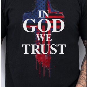 Men&#39;s religious American flag t-shirt, Christian male American t shirt, gift for Veteran, loves Jesus and America, In God we trust shirt