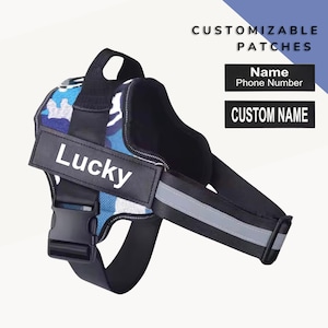 PERSONALIZED Dog No Pull Harness | Custom Service Dog Harness | Dog Vest With Pet Name | Dog Id Tags | Reflective Dog Collar | Custom Patch