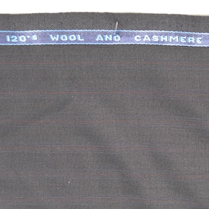 British Super 120s Cashmere Wool Fabric | Grey with red stripes | 60 Inch Wide | Suiting  Made In England | *By the 1/2 Yard*