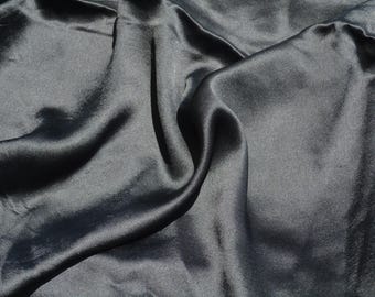 Pure Silk Crepe Back Satin Fabric | Black Heavyweight Designer Deadstock | Dresses, Blouses, Special Occasion | *By the 1/2 Yard*