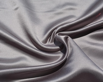 Silk Crepe Back Satin Fabric | Gray Mid-Weight Designer Deadstock | Dresses, Blouses, Special Occasion | *By the 1/2 Yard*