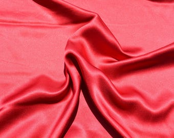 Pure Silk Charmeuse Fabric | Red Designer Deadstock | Dresses, Skirts, Blouses | *By the 1/2 Yard*