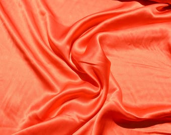 Pure Silk Charmeuse Stretch Fabric | Orange Designer Deadstock | Dresses, Skirts, Blouses | *By the 1/2 Yard*