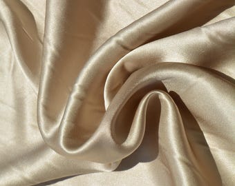 Pure Silk Charmeuse Fabric | Beige Designer Deadstock | Dresses, Skirts, Blouses | *By the 1/2 Yard*