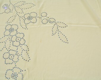 Pure Silk Embroidered Crepe Fabric | Ivory Lightweight Designer Deadstock | Dresses, Blouses, Couture | *By the 1/2 Yard*