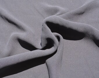 Pure Silk Georgette Fabric | Black Mid-Weight Designer Deadstock | Dresses, Blouses, Skirts | *By the 1/2 Yard*