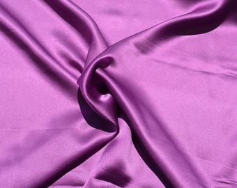 Pure Silk Charmeuse Fabric | Purple Designer Deadstock | Dresses, Skirts, Blouses | *By the 1/2 Yard*