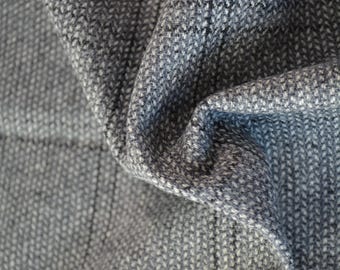 Gray Herringbone Wool Tweed with Black Windowpane 61 Inch Wide | *By the 1/2 Yard*