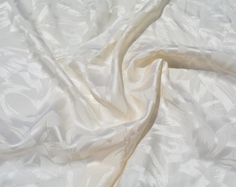 Pure Silk Jacquard Fabric | Ivory Designer Deadstock | Dresses, Skirts, Special Occasion | *By the 1/2 Yard*