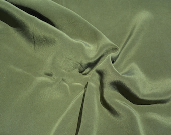 Pure Silk Crepe Fabric | Dark Green Heavyweight Designer Deadstock | Dresses, Skirts, Trousers | *By the 1/2 Yard*