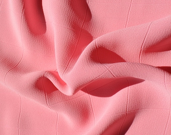 Stretch Crepe Fabric | Pink checkered | Designer Yardage | By the 1/2 Yard