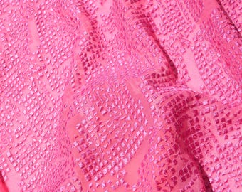Pure Silk Embroidered Chiffon Fabric | Pink Sheer Designer Deadstock | Dresses, Blouses, Special Occasion | *By the 1/2 Yard*
