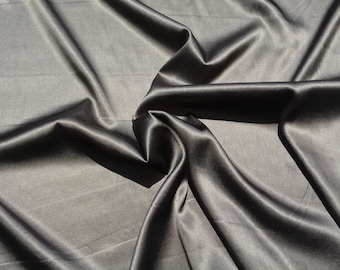 Pure Silk Charmeuse Stretch Fabric | Brown Designer Deadstock | Dresses, Skirts, Blouses | *By the 1/2 Yard*