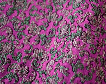 Luxury Silk Brocade Fabric | Pink and green | Upholstery Fabric & Home Decor Textile | Curtain, Drapery, Pillow | *By the 1/2 Yard*