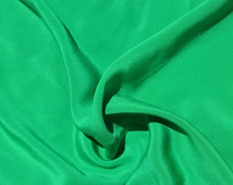 Pure Silk Crepe Fabric | Green Heavyweight Designer Deadstock | Dresses, Skirts, Trousers | *By the 1/2 Yard*
