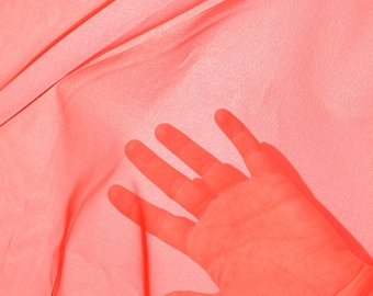 Pure Silk Organza Fabric | Red Sheer Designer Deadstock | Dresses, Bridal, Special Occasion | *By the 1/2 Yard*