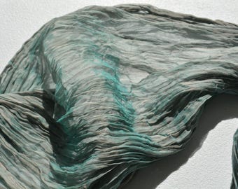 Vintage French Pleated Shibori Silk Crinkle Chiffon Fabric | Made in France | Luxury Fabric | *By the 1/2 Yard*
