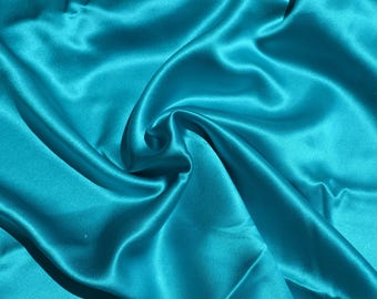 Pure Silk Crepe Back Satin Fabric | Blue Heavyweight Designer Deadstock | Dresses, Blouses, Special Occasion | *By the 1/2 Yard*