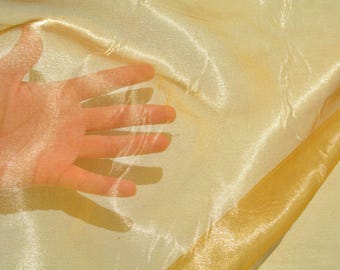 Silk Blend Organza Fabric | Yellow Gold Sheer Designer Deadstock | Dresses, Bridal, Special Occasion | *By the 1/2 Yard*