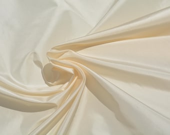 Pure Silk Taffeta Fabric | Off-White Lightweight Designer Deadstock | Dresses, Skirts, Bridal | *By the 1/2 Yard*