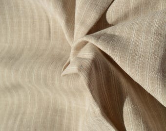 Last Piece 2 Yds | 100% Linen Fabric Striped Beige striped 61" Wide Dressmaking Tailoring