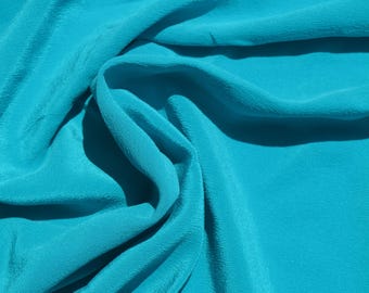 Pure Silk Pebble Crepe Fabric | Blue Lightweight Washed Designer Deadstock | Dresses, Blouses, Skirts | *By the 1/2 Yard*