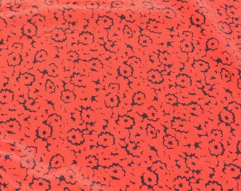 Pure Silk Twill Fabric | Black & Red Floral Lightweight Designer Deadstock | Dresses, Blouses, Scarves | *By the 1/2 Yard*