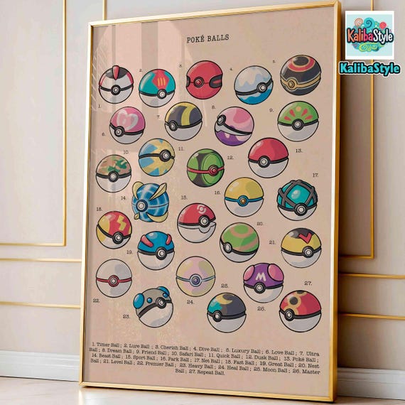 Vintage Poké Ball Poster, Gaming Poster Print, Gaming Wall Art, Gaming Art Decor, Pokemon Poster, Gamer Gift, Pokemon Canvas Wall Decor