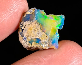 7 Ct. Ethiopian Black Dry Opal Rough Loose Gemstone, Specimen Opal Raw Stone for Jewelry Making Supplies 15X14X10 MM