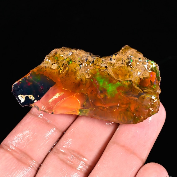 Natural Ethiopian Oil Opal Rough Loose Gemstone, Crystal Opal Rough Stone for Jewelry Making 95 Ct. (60X33X12 MM)
