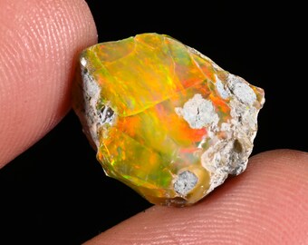 10 Ct. Ethiopian Black Opal Rough Loose Gemstone, Orange Opal Raw, for Jewelry Making Supplies 15X11X14 MM