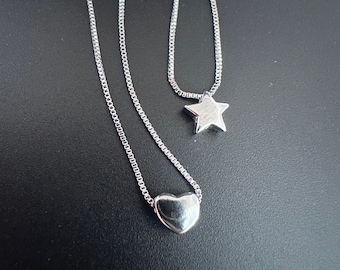 Mini Heart Necklace - Mini Star Necklace - Grunge Jewelry - y2k Jewelry - Dainty Necklaces - Minimalist Jewelry - Mini Charm Necklaces - Y2K