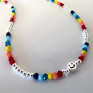 Beaded Choker - Smiley Face Necklace - y2k Necklaces - Preppy Jewelry - Bead Necklace - Rainbow Bead Choker - Layering Necklaces - y2k