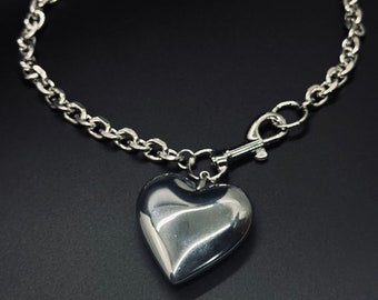 Y2K Chokers -- Y2K Jewelry -- Grunge Chokers -- Punk Jewelry -- 2000's -- Emo Jewelry -- Bubble Heart Necklace -- Puffed Heart Choker