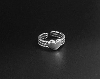 Cable Ring - y2k Rings - Heart Rings - Adjustable Ring - Silver Rings - Classic Cable Rings - Grunge Jewelry - Chunky Rings - Boho Rings