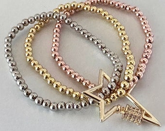 Stacked Bracelets - Bead Bracelet - Bracelet set - Y2K Jewelry - Stretch Bracelets - Round Ball Bracelet - Elastic Bracelet - Star Bracelet