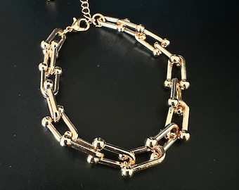 y2k Jewelry - Y2k Bracelets - Chain Link Bracelet - Gold Plated Bracelet - Grunge Jewelry - Stackable Bracelets - Chunky Jewelry