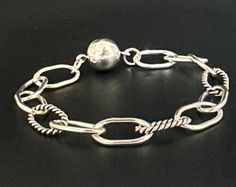 Silver link Bracelet - Mothers Day Jewelry - Boho Jewelry- Stackable Bracelet - Y2K Jewelry - Silver Chunky Bracelet - Bangle Bracelets