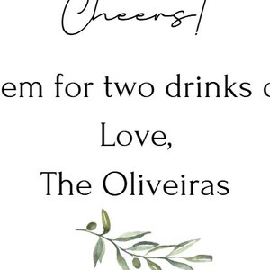 Digital wedding favour drinks token