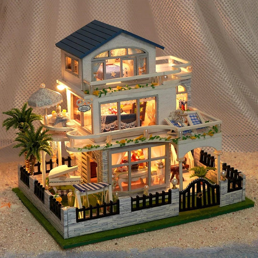 ミニチュアドールハウス家具 - DIY木製ハウスキット、照明 