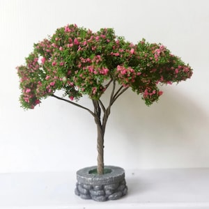 12cm Mini Cherry Blossom Tree | Sakura Tree Model Japan Style with Base for Diorama, Train Layout, Dollhouse, Wargaming Scenery