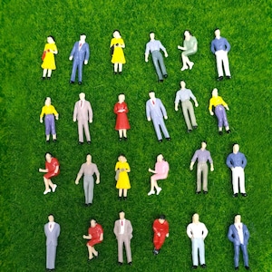 10PCS Miniature People Figures 1/50 - 1/75 - 1/87  Scale | HO Train Diorama Accessories | Model Railroad Layout & Craft Scene Figures Set