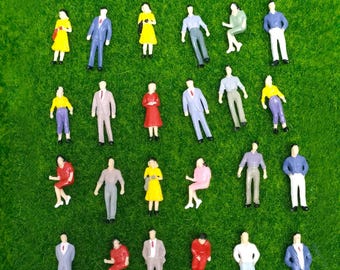 Miniature People Figures 10-Piece Set: HO Scale Model Train Diorama Accessories